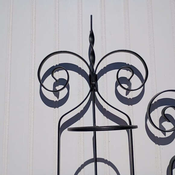 Black Wrought Iron Wall Sconce Pair Pillar Candle Holders Sconces Candelabras - Picture 4 of 9